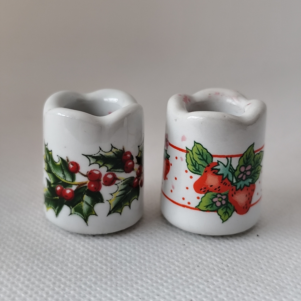 3/$25💙Festive Ceramic Candle Holders